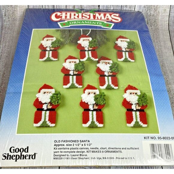 Good Shepherd Old Fashioned Santa Christmas Ornaments Kit 1991 Plastic Canvas - Picture 10 of 11